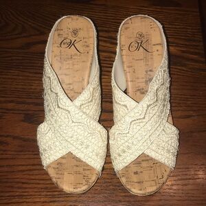 Women's Natural Woven Slide Sandals Size 7M